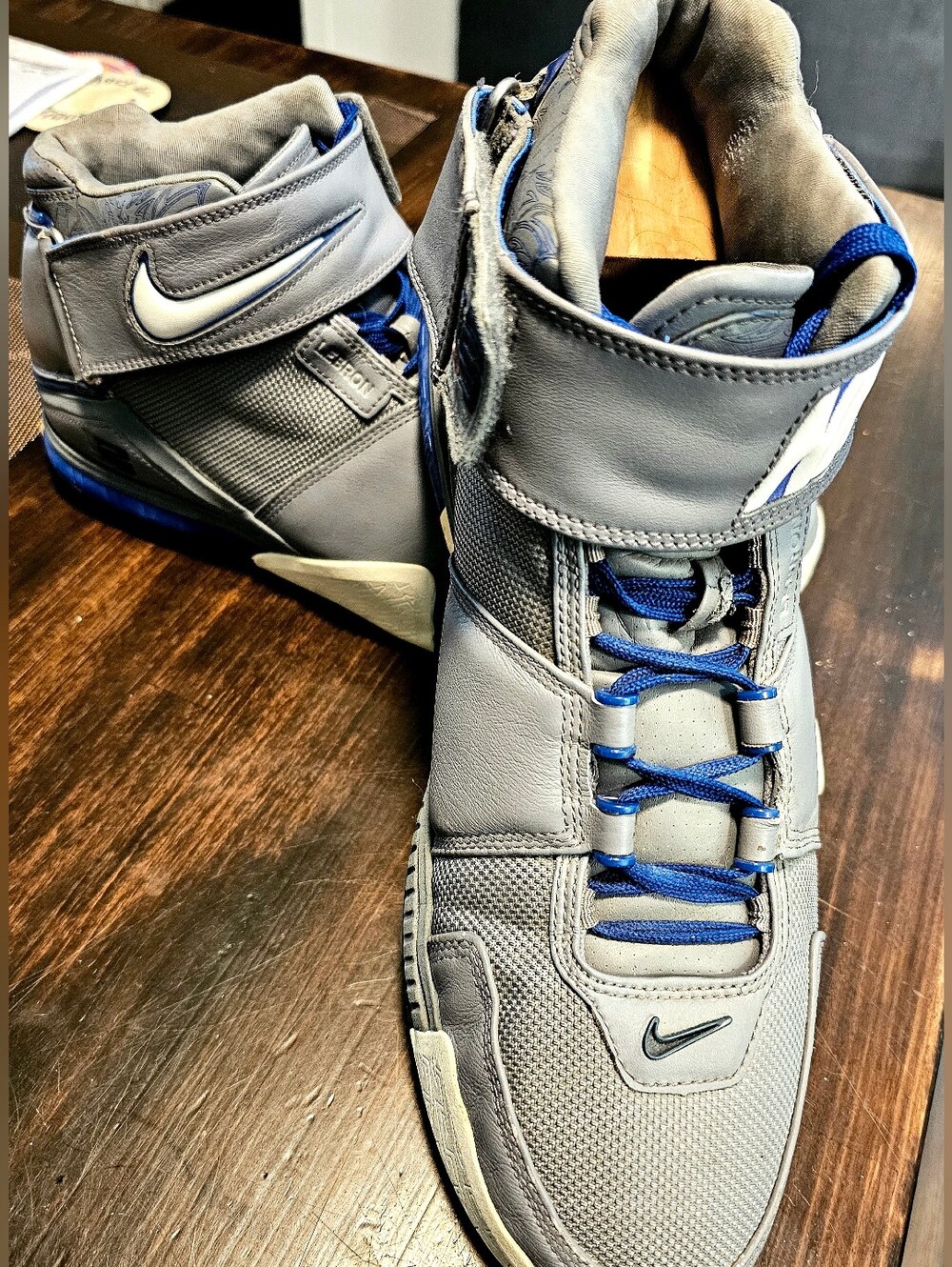 RARE Vintage Nike Lebron II 2 All Star 2004-05 Men Cool Grey Blue Shoes Sneakers